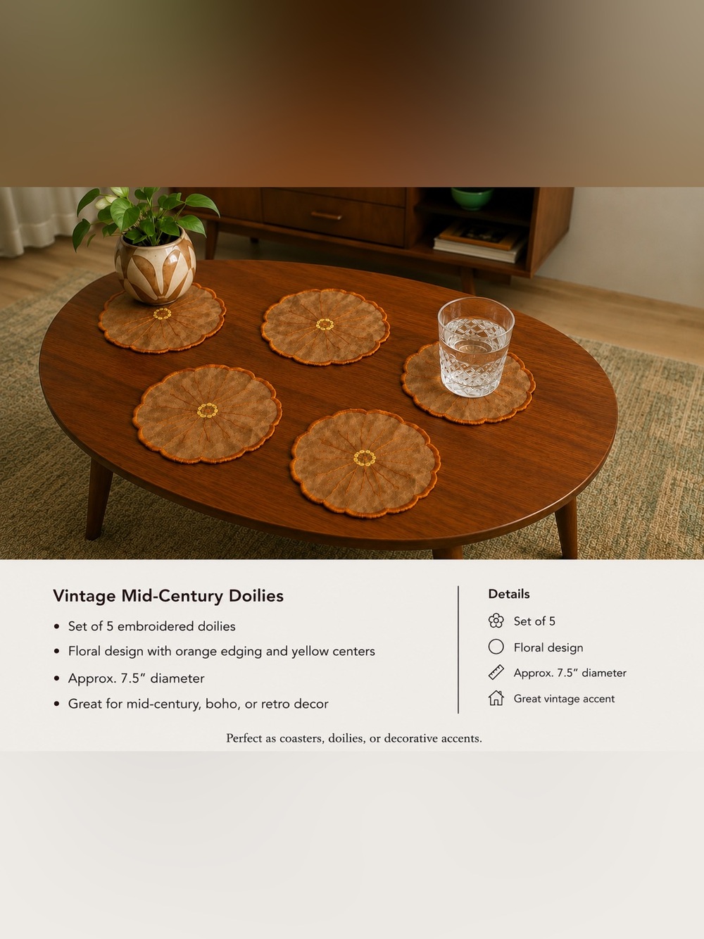 70’s set of 5 doily set